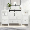 Sigsyl 48 Inch Vessel Sink Vanity | 2 Side Cabinets & Faucet Kit - Rectangular / White