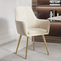 Set of 2 Modern Dining Chair Velvet Upholstered Beige Dining Chairs With Arms