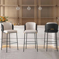 Linenic Black Modern PU Leather Breakfast Bar Stool with Back Bar Height Stool with Footrest in Black