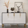 Aro Modern White and Black 60" Wide Wood Sideboard Buffet 4 Doors for Kitchen Storage
