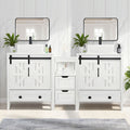Sigsyl 60 Inch Double Vessel Sink Vanity | with Side Floor Storage Cabinet & Faucets - Rectangular / White