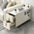 Modern Multifunctional Narrow Side Table Sintered Stone Top End Table Speaker & USB Port