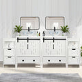 Sigsyl 72 Inch Double Vessel Sink Vanity | with 2 Side Floor Cabinets & Faucets - Round / Colored