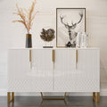 4-Door Wood 60" Sideboard with 3 Shelves Aro Contemporary White