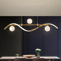 Set Of Two 4-Light LED Linear Dimmable Kitchen Island Lighting in Gold