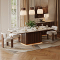 Aura 84" Faux Travertine Rectangular Dining Table with Sintered Stone Top, Seat 8
