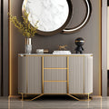 Modern Buffet Faux Marble Top Modern Sideboard with Stainless Steel Base