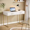 39" Computer Desk with Drawers, Modern Writing Desk Study Desk - White&Gold