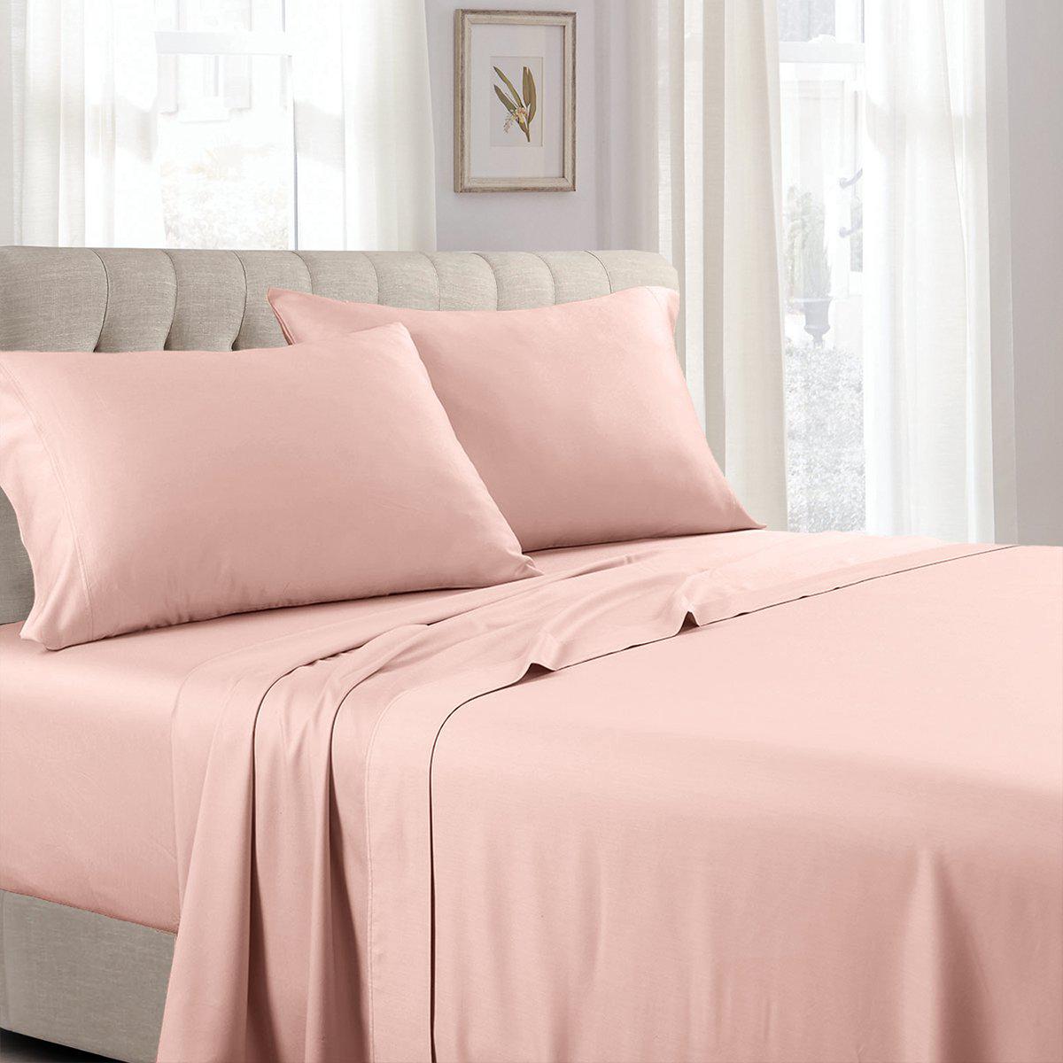 Top Split (Flex Top) California King Sheet Set - 340 Pure Cotton - Blush