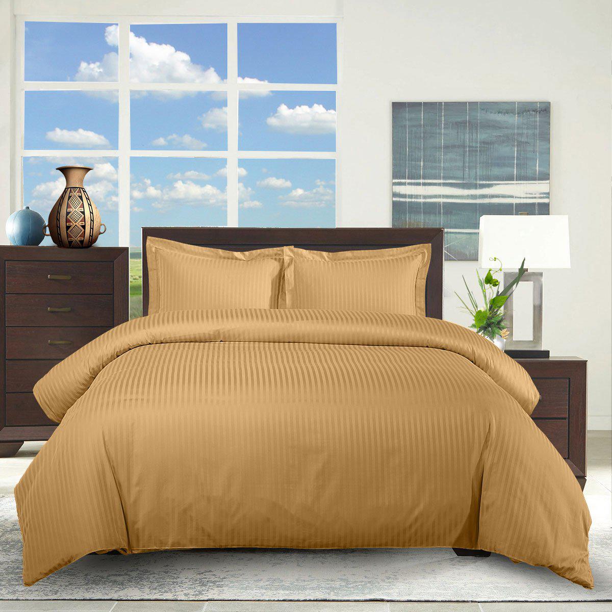 100% Cotton Duvet Cover Set Damask Stripe