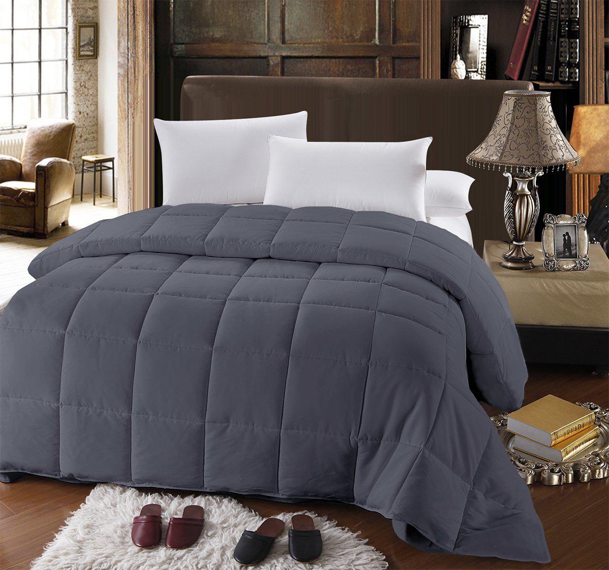 Gray Down Alternative Comforter All Season Medium Fill Weight Micro - Oversize King