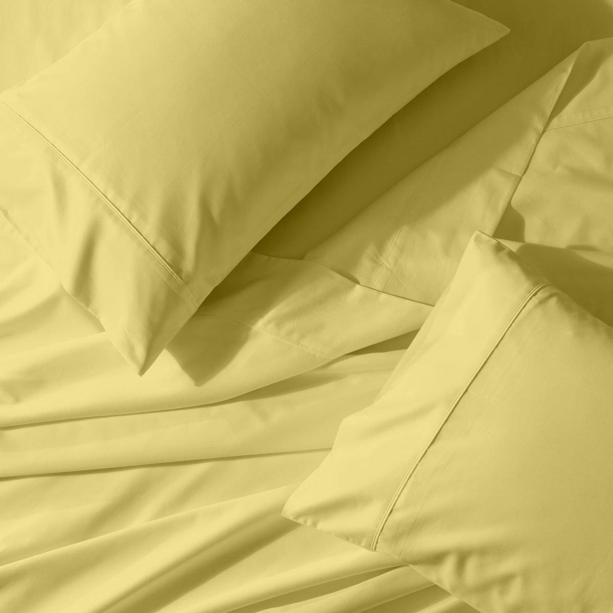Attached Waterbed Sheet Set 650 Thread Count Solid Sateen - King/Calking Waterbed / Gold