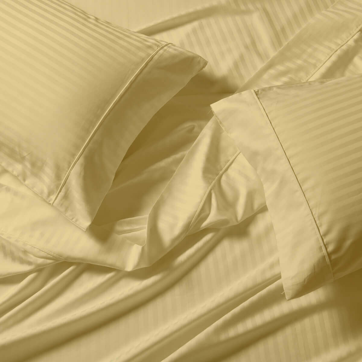 Split California King Sheet Set - Striped 650 Thread Count - Gold