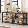 3-Tier Console Table, 70.9" Long Foyer Sofa Table with Storage Shelves