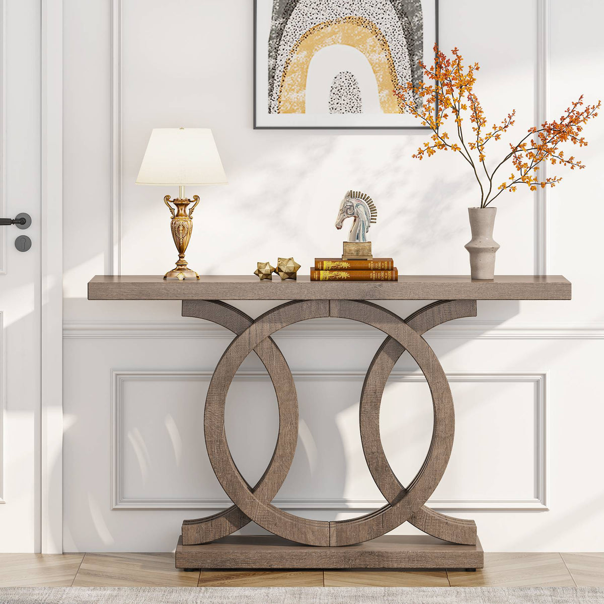 55" Geometric Console Table for Entryway and Living Room