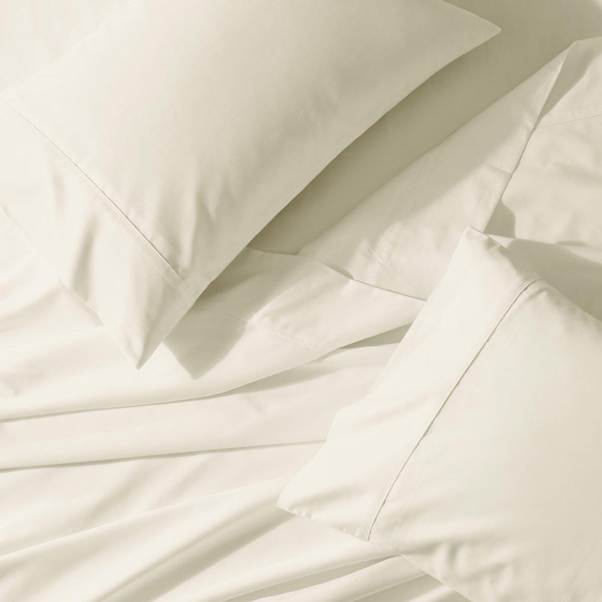 Attached Waterbed Sheet Set 650 Thread Count Solid Sateen - King/Calking Waterbed / Ivory