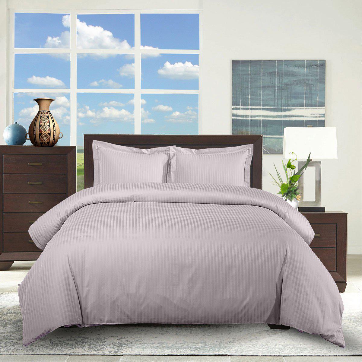 100% Cotton Duvet Cover Set Damask Stripe