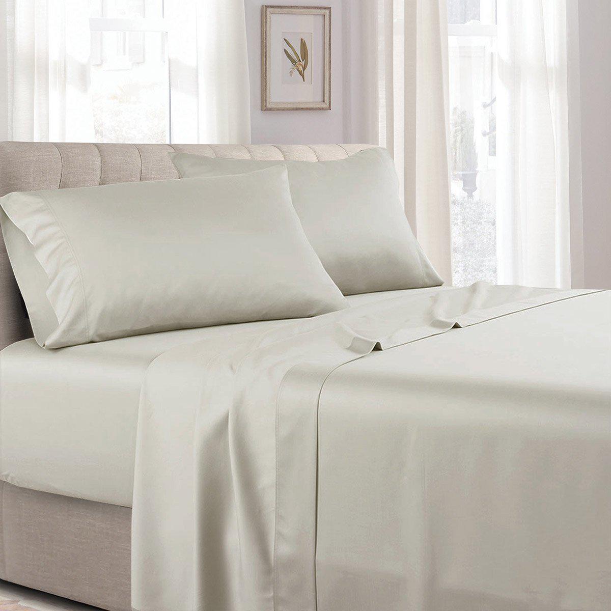 Split Queen Bed Sheet Set - Solid 340 Thread Count - Linen