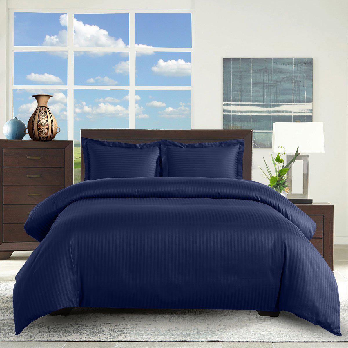 100% Cotton Duvet Cover Set Damask Stripe