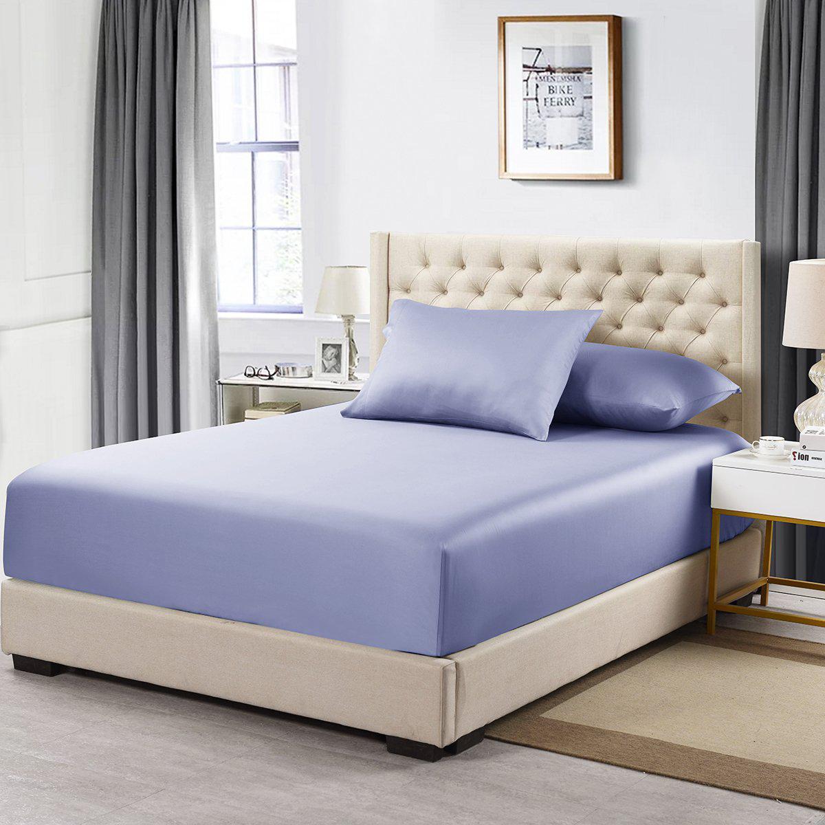 Cotton Fitted Sheet Only (11-16 inches) - Solid 600 Thread Count - California King / Periwinkle