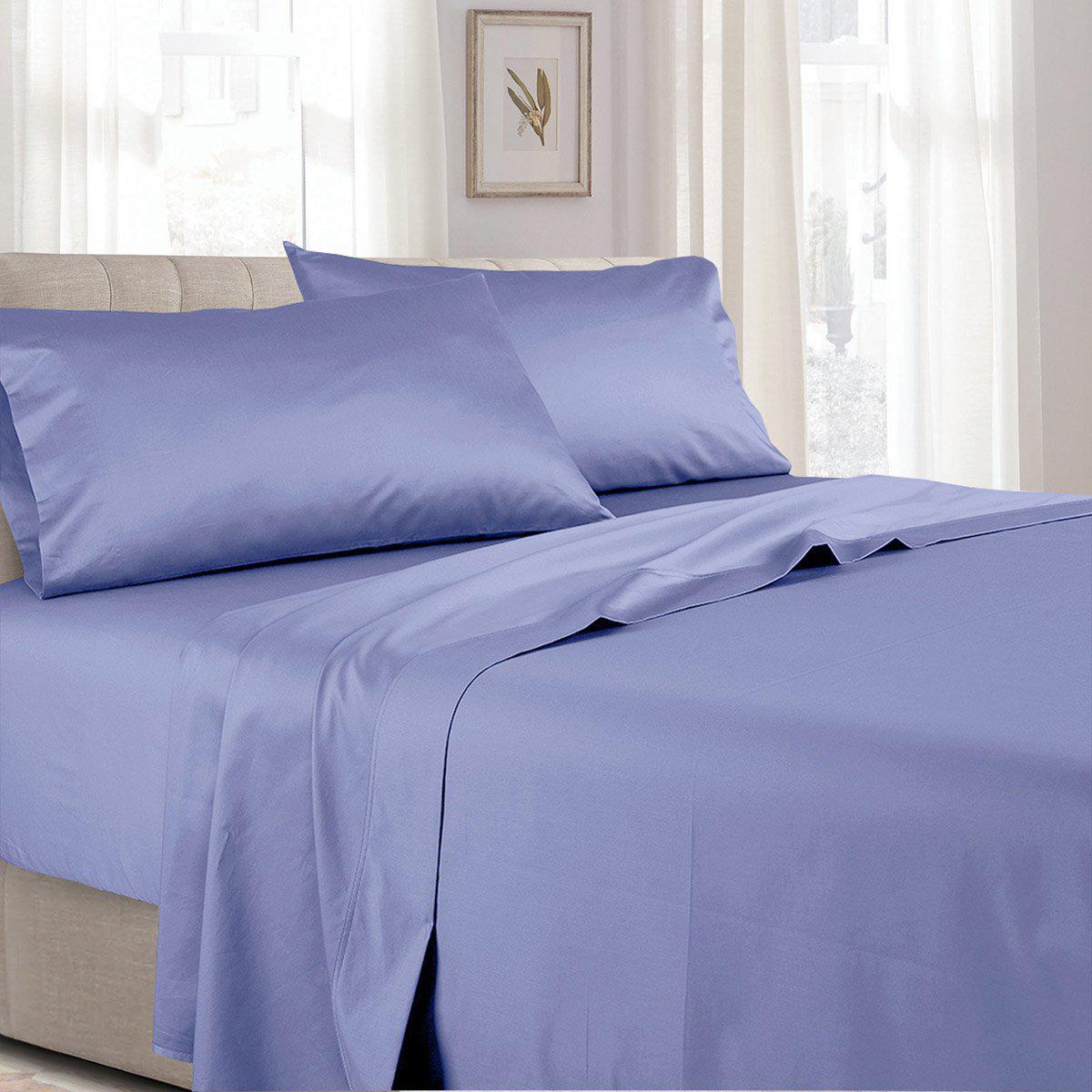 Top Split (Flex Top) California King Sheet Set - 340 Pure Cotton - Perwinkle