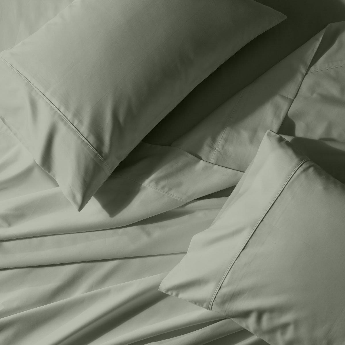 Attached Waterbed Sheet Set 650 Thread Count Solid Sateen - King/Calking Waterbed / Sage