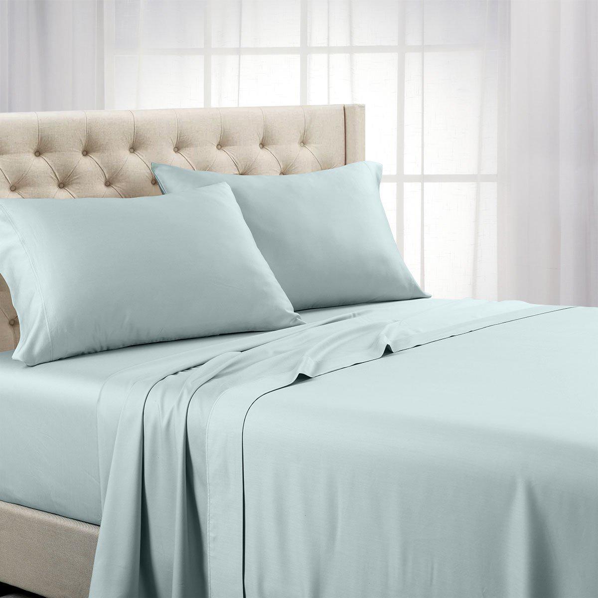 Split Queen Bed Sheet Set - Solid 340 Thread Count - Sea