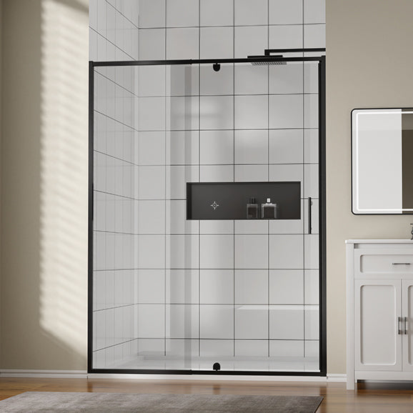 CALYZ Pivot Glass Shower Door 50-54" W x 71" H - Matt Black