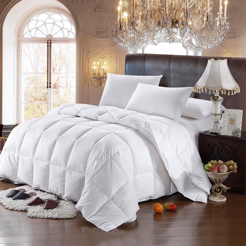 Goose Down Comforter Light-Medium Fill Weight - Damask Striped / Oversize King