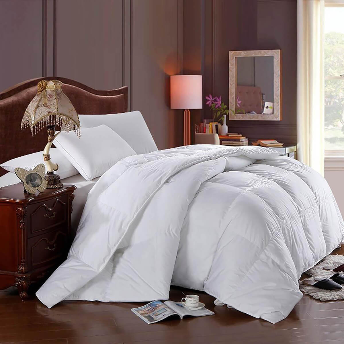 Egyptian Cotton Lightweight Down Comforter – Solid Sateen - King/Calking