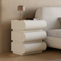 Modern White Leather Smart Nightstand with Wireless Charger & 3 Drawers Bedside Table with USB & Type-C Ports for Bedrooms Living Rooms Offices
