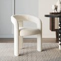 Set of 2 Modern Sherpa Dining Chair Back C-Shaped Off White Dining Room Chair with Lamb Wool Upholstered