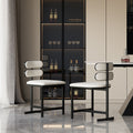 Dining Chairs Set of 2 Faux Leather Modern Warm White Dining Room Chairs with Back Side