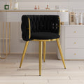 Set of 2 Barrel Back Dining Chair Velvet Upholstery Scandinavian Design Black Round Accent