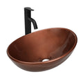 Sigsyl Artistic Vessel Sink | Ceramic Bathroom Vanity Top & Faucet - Oval / Brown