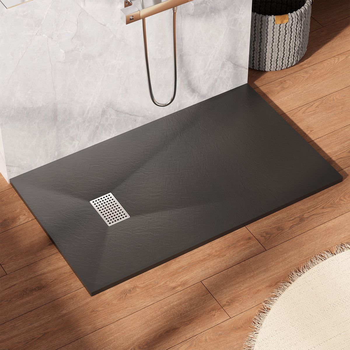 SLYDO 60x36" Curbless Shower Base | Shower Pan Side Drain - Black