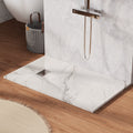 SLYDO 60x36" Curbless Shower Base | Shower Pan Side Drain - White Marble