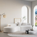 109" Modern White Curved Velvet Sectional Sofa 2 Piece 4-Seater Chaise with 3 Pillows
