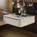 Modern White Floating Nightstand 1 Drawer Bedside Table with Sintered Stone Top
