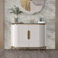 White Luxury 2-Door Sideboard Buffet Sintered Stone Top Modern Sideboard Cabinet in Gold