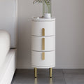Modern Off-White Narrow 3 Drawer Nightstand Sintered Stone Top Bedside Table