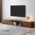 Fero Minimalist Walnut Rectangle Extendable TV Stand with 3 Drawers Up to 110"