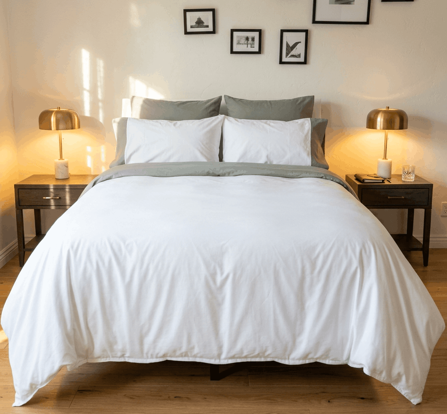 Remi Percale Duvet Cover Set Bicolor 100% Cotton USA