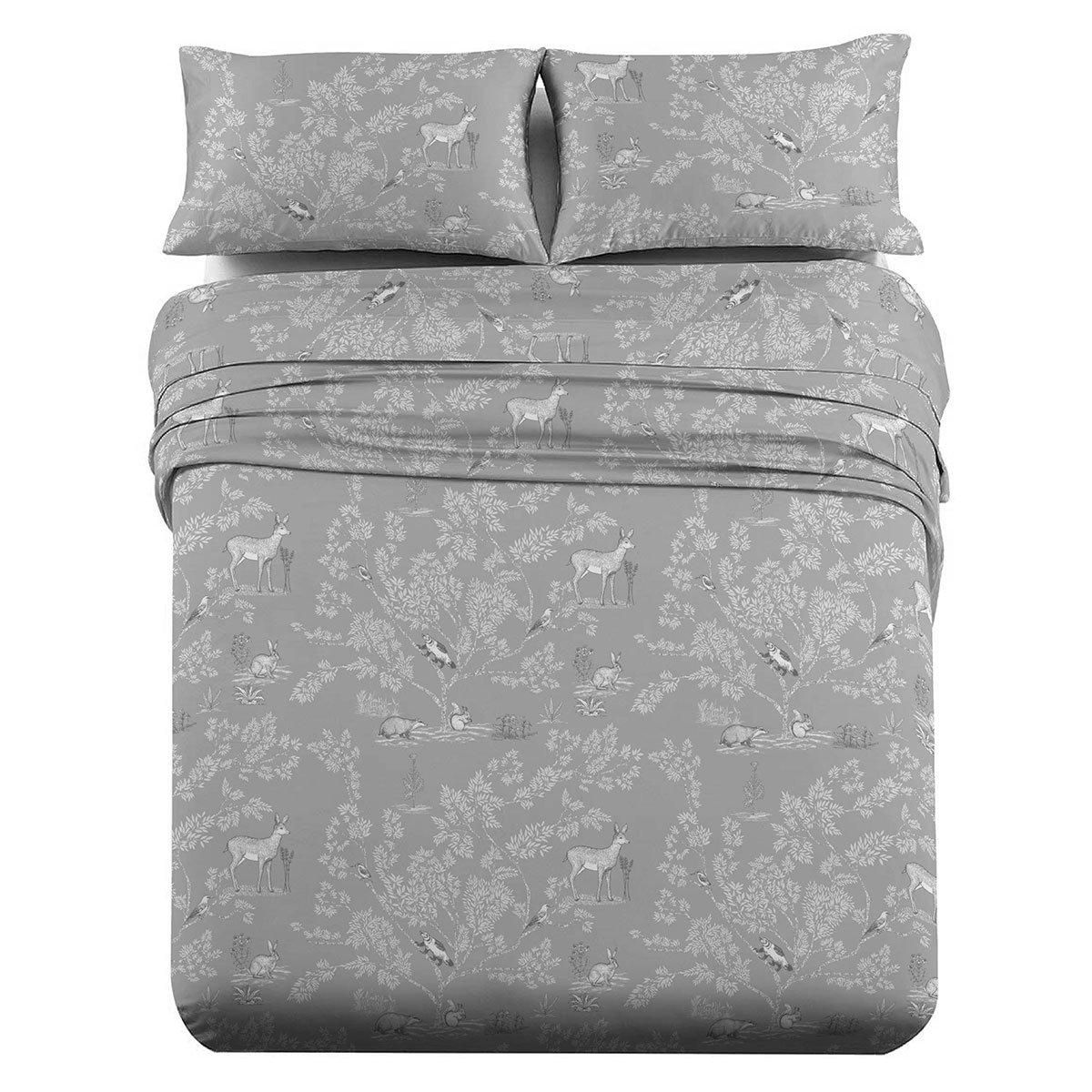 Heavyweight Flannel Sheet Set - California King / Pen Drawing Deer