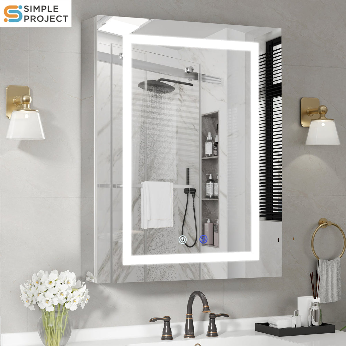 VEWRA 20 x 28" Lighted Medicine Cabinet | Left-Hinged