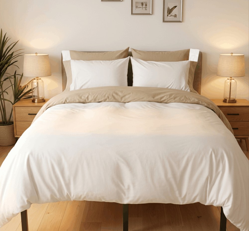 Remi Percale Duvet Cover Set Bicolor 100% Cotton USA
