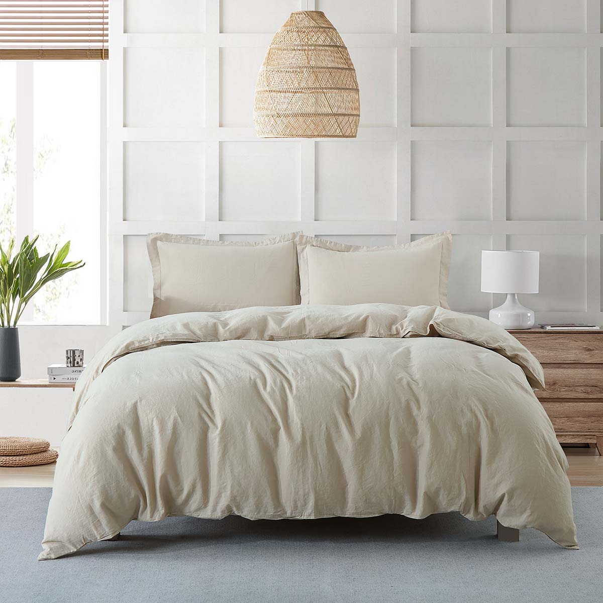 Pre-washed Belgian Flax Linen Cotton Duvet Cover Set