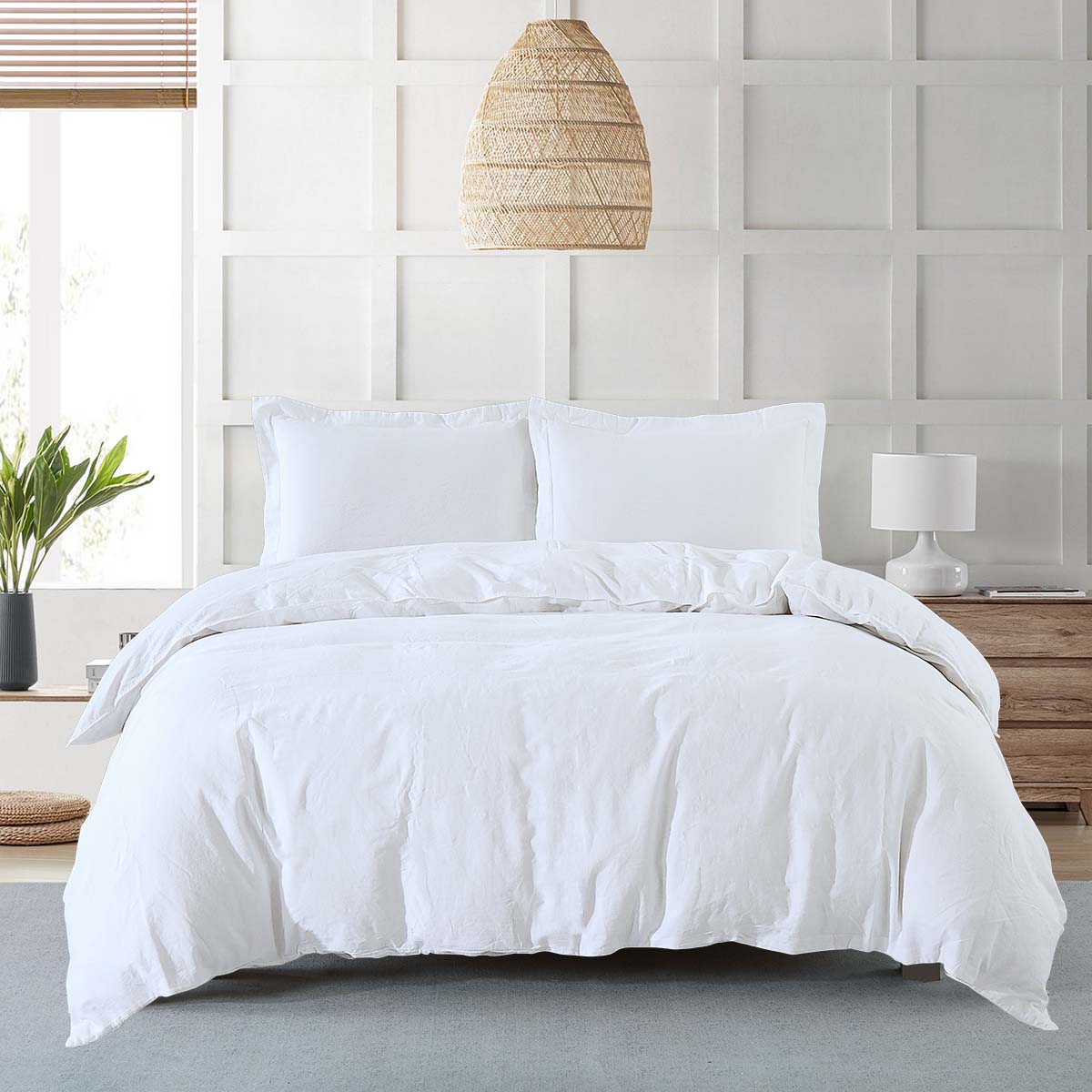 Pre-washed Belgian Flax Linen Cotton Duvet Cover Set
