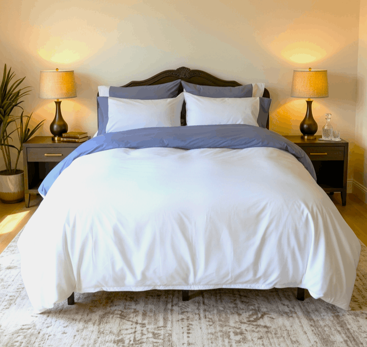 Remi Percale Duvet Cover Set Bicolor 100% Cotton USA