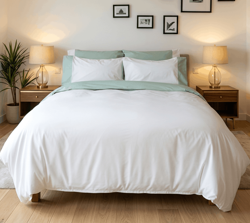 Remi Percale Duvet Cover Set Bicolor 100% Cotton USA